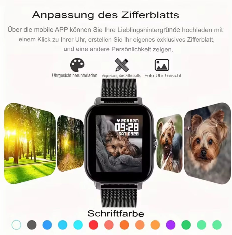 LAXASFIT 2025 Neue Smartwatch mit Bluetooth-Telefonie, Touchscreen, Herzfrequenzmesser, Sport- und Fitness-Smartwatch für Damen und Herren – das perfekte Geschenk