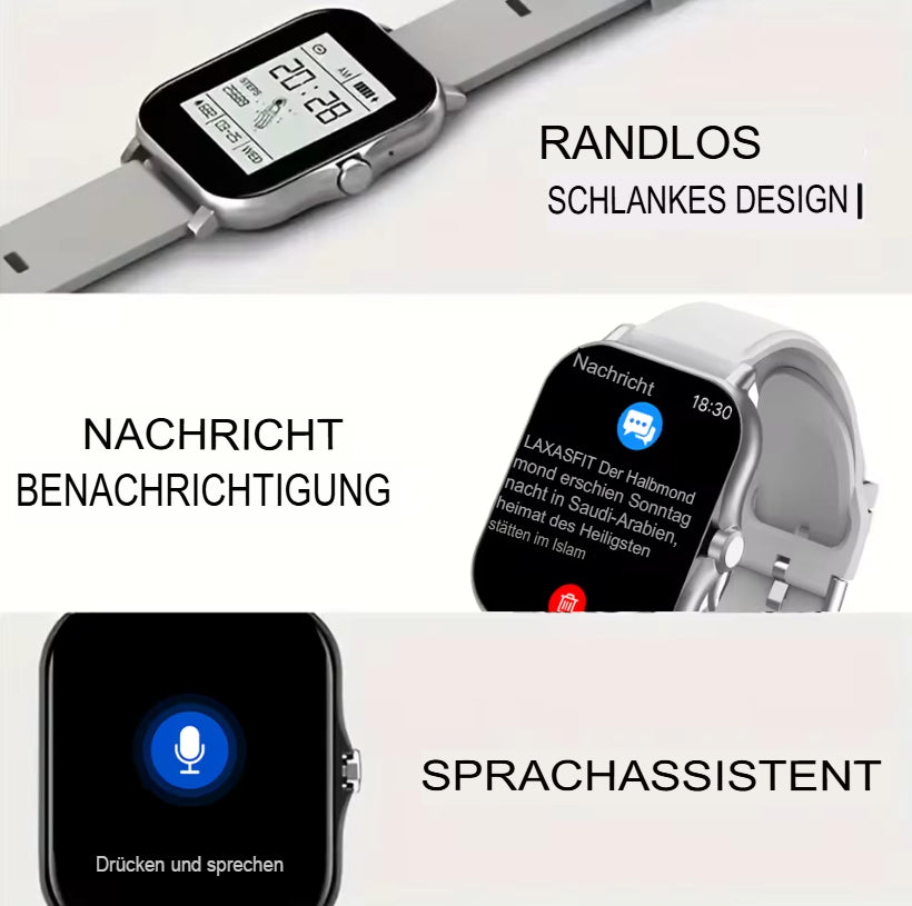 LAXASFIT 2025 Neue Smartwatch mit Bluetooth-Telefonie, Touchscreen, Herzfrequenzmesser, Sport- und Fitness-Smartwatch für Damen und Herren – das perfekte Geschenk