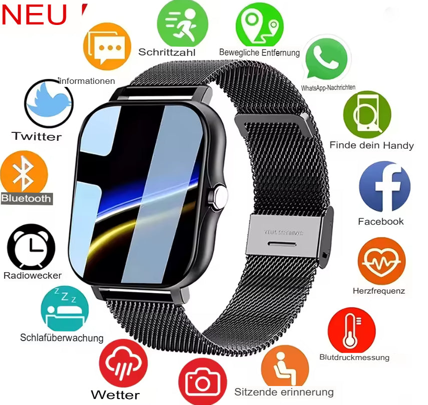 LAXASFIT 2025 Neue Smartwatch für Damen und Herren – Geschenkidee! Voll-Touchscreen, Sport- und Fitnessuhr, Bluetooth-Anruffunktion, digitale Smartwatch