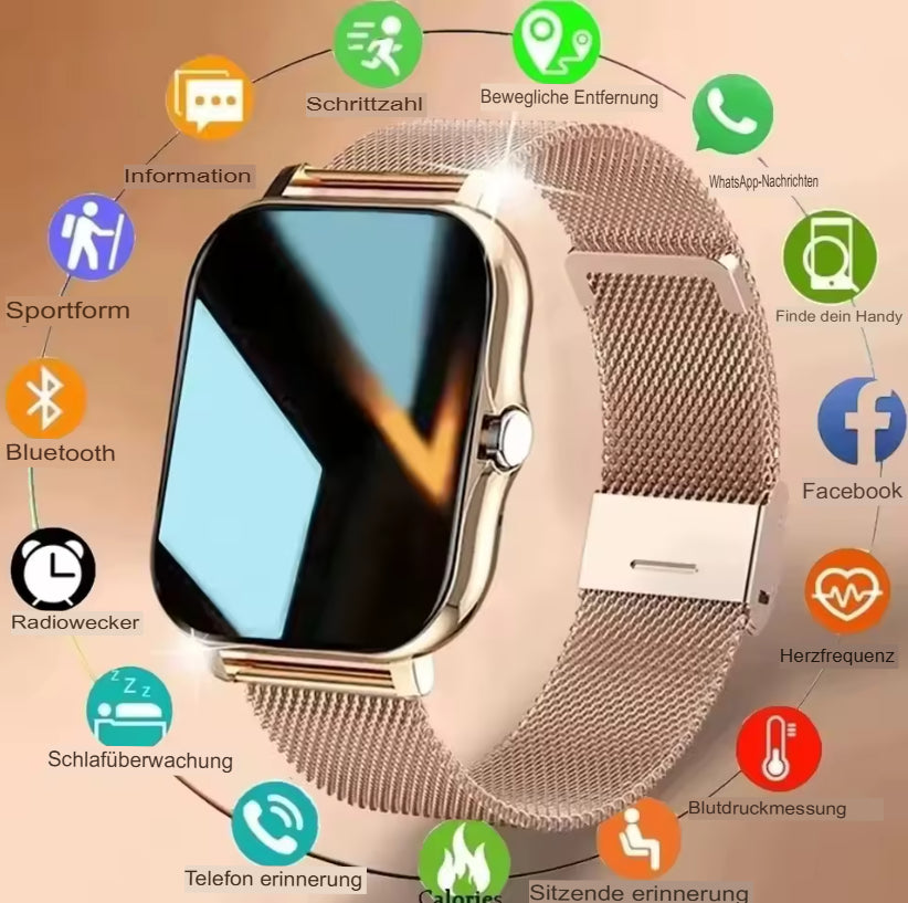 LAXASFIT 2025 Neue Smartwatch mit Bluetooth-Telefonie, Touchscreen, Herzfrequenzmesser, Sport- und Fitness-Smartwatch für Damen und Herren – das perfekte Geschenk