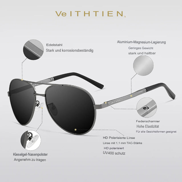VEITHDIA Marken-Sonnenbrille Herren Polarisiert UV400 Sonnenbrille Outdoor Sport Autofahren Herren Damen Brillenzubehör für Damen 1306