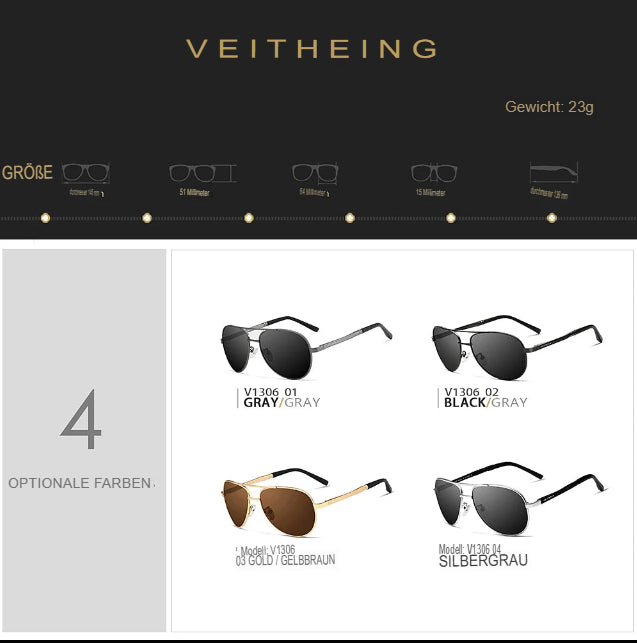 VEITHDIA Marken-Sonnenbrille Herren Polarisiert UV400 Sonnenbrille Outdoor Sport Autofahren Herren Damen Brillenzubehör für Damen 1306
