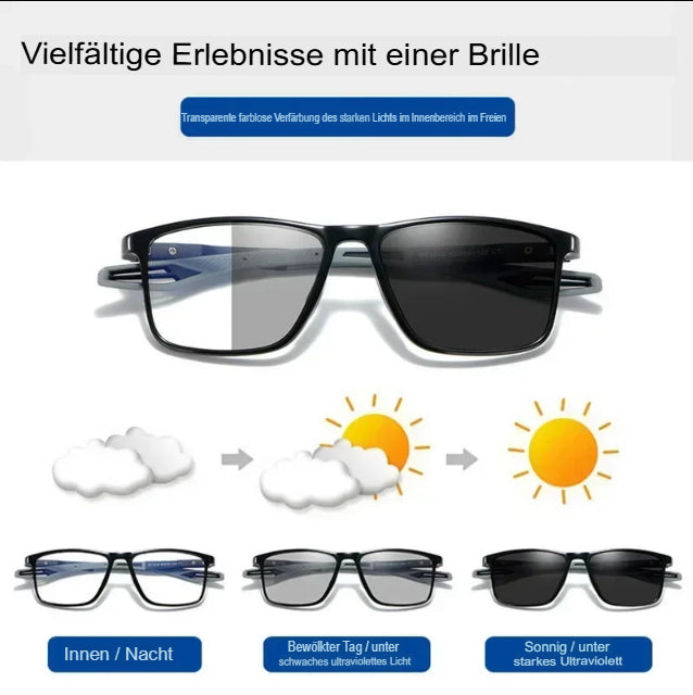 Ultraleichte photochrome Brille für Herren, TR90-Gestell, Kurzsichtigkeitsbrille, Vintage-Sonnenbrille mit Farbwechsel, 0 bis -4,0 mm