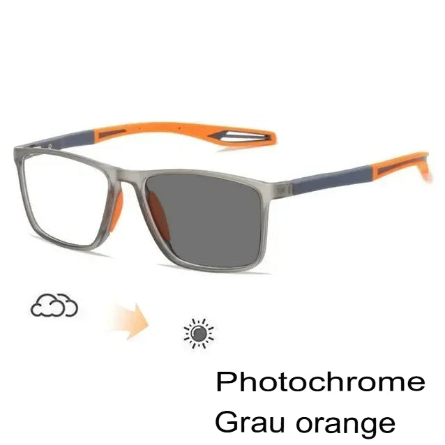 Ultraleichte photochrome Brille für Herren, TR90-Gestell, Kurzsichtigkeitsbrille, Vintage-Sonnenbrille mit Farbwechsel, 0 bis -4,0 mm