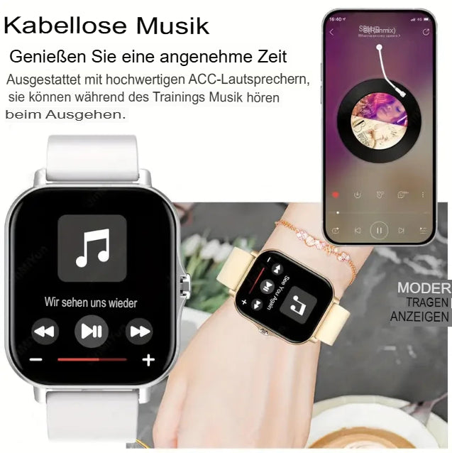 KESHUYOU 2025 Neue Smartwatch mit Bluetooth, Sprachfunktion, Blutsauerstoff- und Blutdruckmessung – ideales Geschenk für Damen und Herren