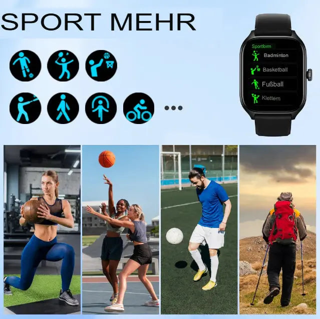 LAXASFIT H9 Smartwatch: Anrufe tätigen und annehmen, Aktivitäts-Tracking, Herzfrequenzmessung, Schlafüberwachung, Bluetooth-Smartwatch, Geschenk für Männer und Frauen