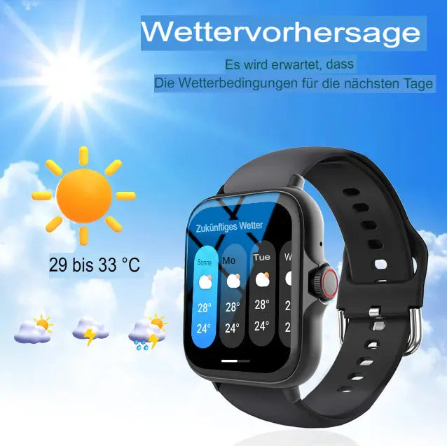 Smartwatch mit Touchscreen, Anruf- und Nachrichtenbenachrichtigung, Musiksteuerung und weiteren Funktionen, kompatibel mit iPhone/Android-Smartphones