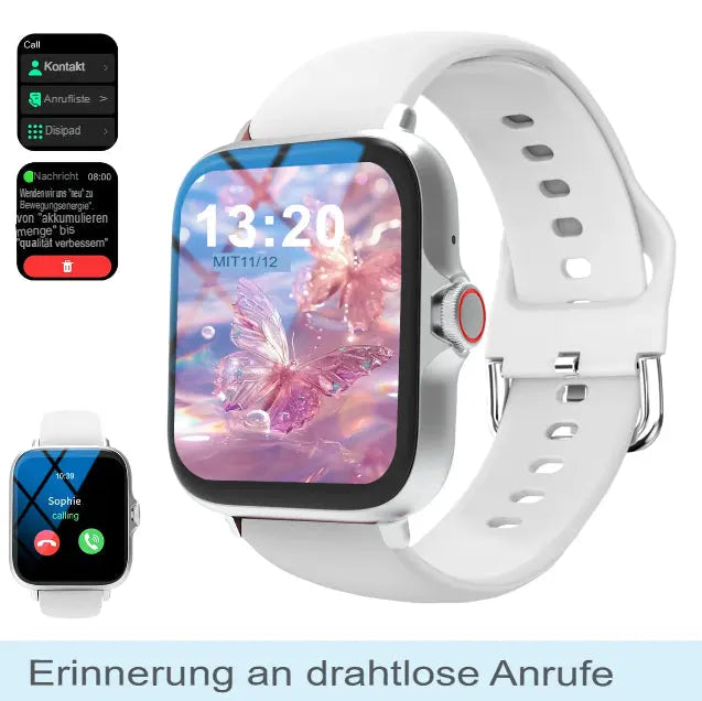 Smartwatch mit Touchscreen, Anruf- und Nachrichtenbenachrichtigung, Musiksteuerung und weiteren Funktionen, kompatibel mit iPhone/Android-Smartphones