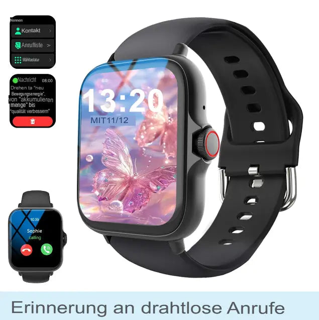 Smartwatch mit Touchscreen, Anruf- und Nachrichtenbenachrichtigung, Musiksteuerung und weiteren Funktionen, kompatibel mit iPhone/Android-Smartphones