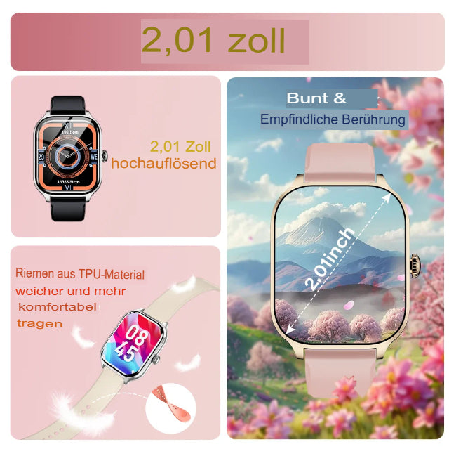 LAXASFIT 2025 Neue Smartwatch mit Bluetooth, Anruf- und Nachrichtenbenachrichtigung, 24-Stunden-Gesundheitsüberwachung – das perfekte Geschenk für Damen und Herren