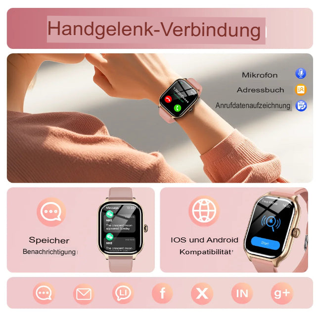 LAXASFIT 2025 Neue Smartwatch mit Bluetooth, Anruf- und Nachrichtenbenachrichtigung, 24-Stunden-Gesundheitsüberwachung – das perfekte Geschenk für Damen und Herren