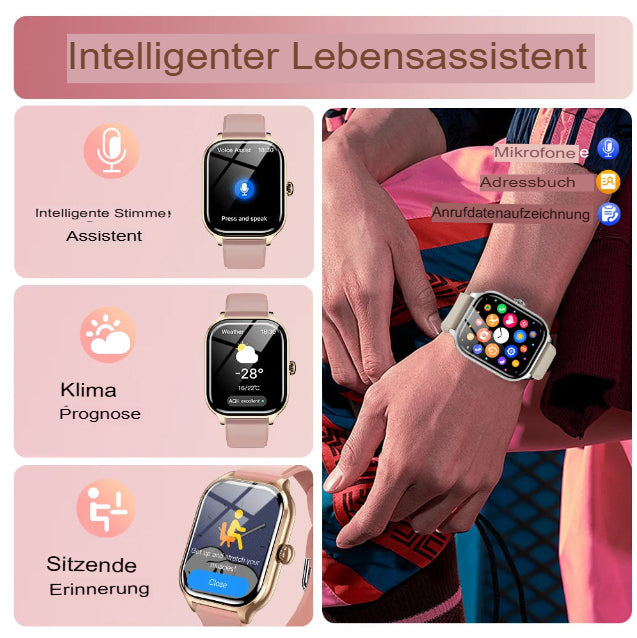 LAXASFIT 2025 Neue Smartwatch mit Bluetooth, Anruf- und Nachrichtenbenachrichtigung, 24-Stunden-Gesundheitsüberwachung – das perfekte Geschenk für Damen und Herren