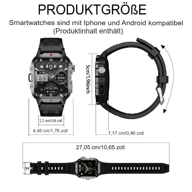 KESHUYOU Outdoor-Sport-Smartwatch mit 2,01-Zoll-HD-Bildschirm, LED-Taschenlampe, Bluetooth und Sprachfunktion – die perfekte Geschenkidee für Damen und Herren