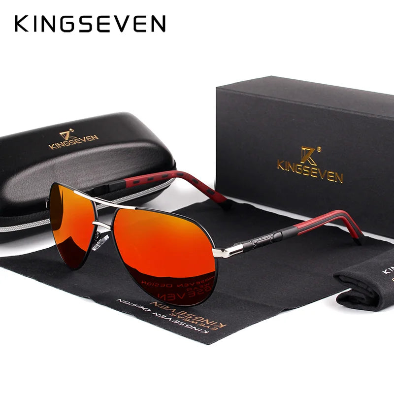 KINGSEVEN Vintage-Sonnenbrille aus Aluminium, polarisiert, klassische Marke, beschichtete Gläser, ideal zum Autofahren, für Damen und Herren
