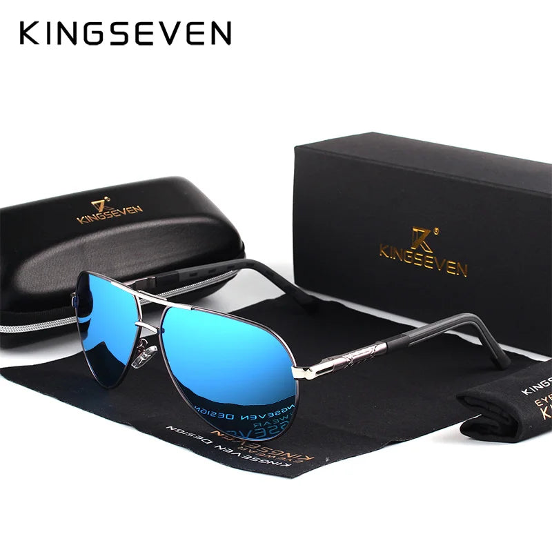 KINGSEVEN Vintage-Sonnenbrille aus Aluminium, polarisiert, klassische Marke, beschichtete Gläser, ideal zum Autofahren, für Damen und Herren