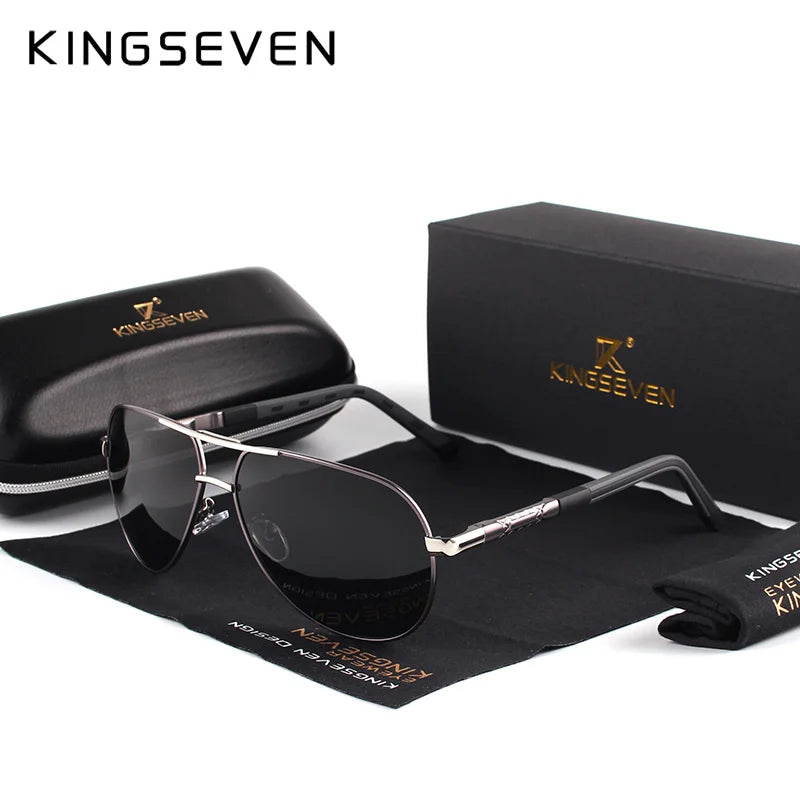 KINGSEVEN Vintage-Sonnenbrille aus Aluminium, polarisiert, klassische Marke, beschichtete Gläser, ideal zum Autofahren, für Damen und Herren