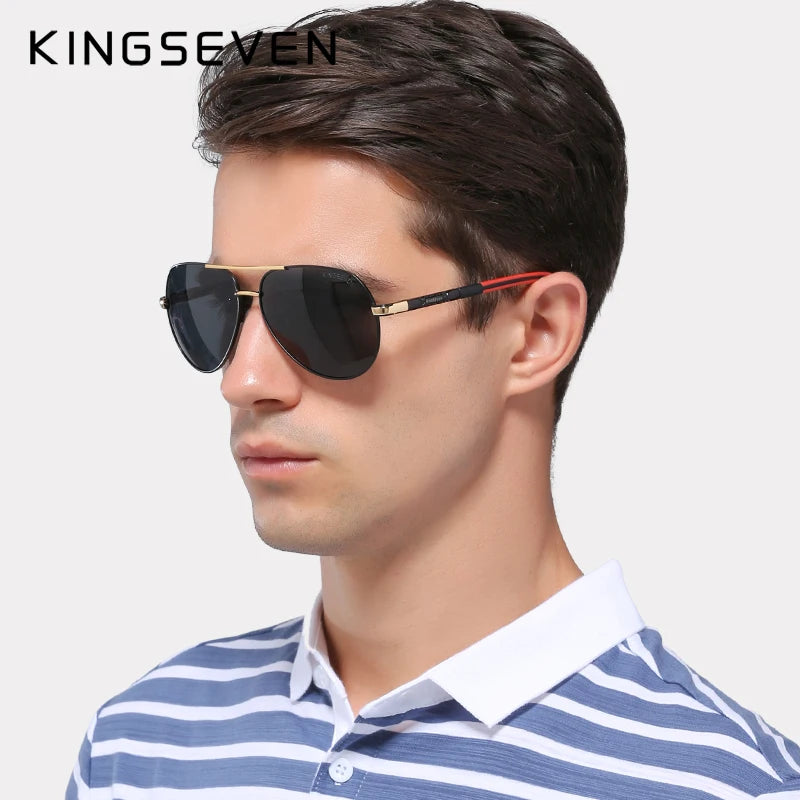 KINGSEVEN Vintage-Sonnenbrille aus Aluminium, polarisiert, klassische Marke, beschichtete Gläser, ideal zum Autofahren, für Damen und Herren