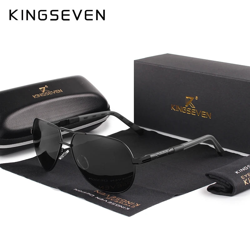 KINGSEVEN Vintage-Sonnenbrille aus Aluminium, polarisiert, klassische Marke, beschichtete Gläser, ideal zum Autofahren, für Damen und Herren