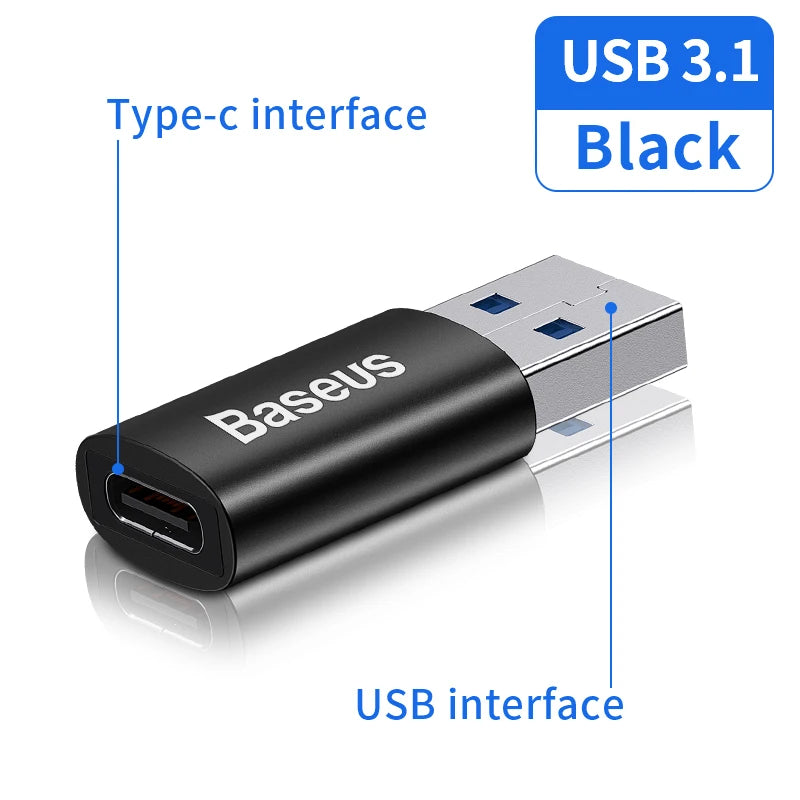 Baseus USB 3.1 OTG Adapter USB Type C to USB Female Converter For Macbook Pro Air Samsung S22 Xiaomi USB-C USBC OTG Connector