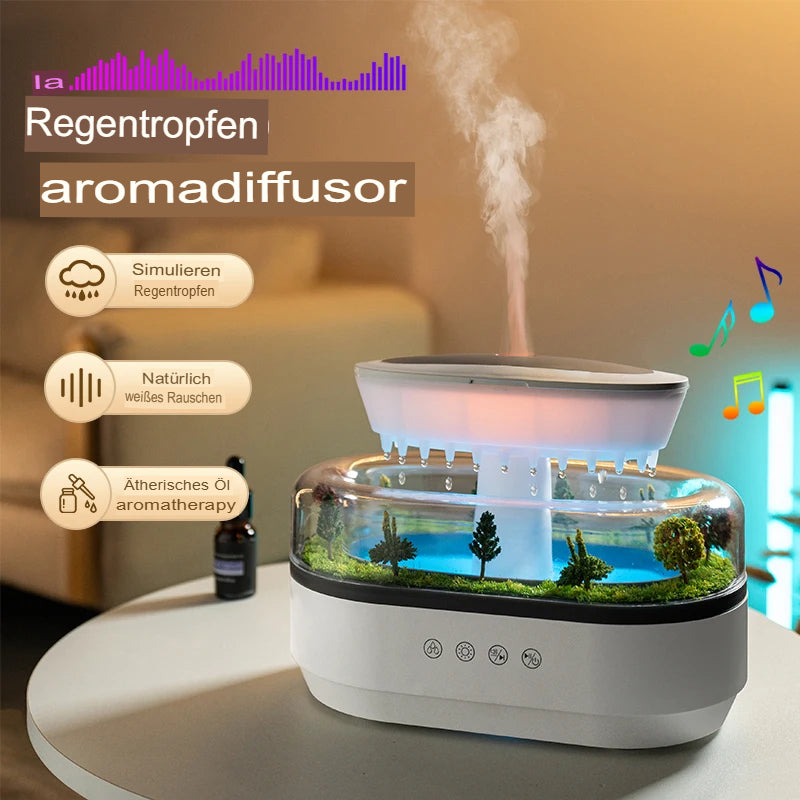 Aroma Humidifier Raindrop Air Humidifier Colorful Light White Noise Essemtial Oil Diffuser Home Ultrasonic Fragrance Diffuser