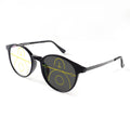 Gleitsichtbrille mit phototropen Gläsern, klare Sicht, runder Rahmen, leichter Tragekomfort, modisches Design für Damen und Herren