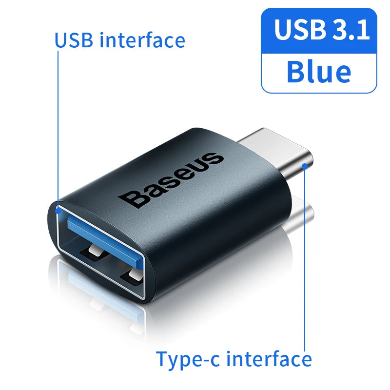 Baseus USB 3.1 OTG Adapter USB Type C to USB Female Converter For Macbook Pro Air Samsung S22 Xiaomi USB-C USBC OTG Connector