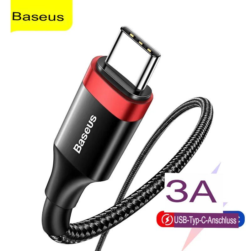 Baseus USB Type C Cable Fast Charging Charger USB C Type-C Wire Cord For Samsung S22 S10 Xiaomi POCO Huawei USB C Data Cable 3m