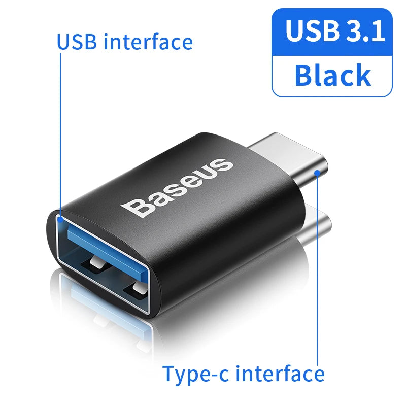 Baseus USB 3.1 OTG Adapter USB Type C to USB Female Converter For Macbook Pro Air Samsung S22 Xiaomi USB-C USBC OTG Connector